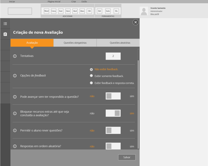 QuickLessons wireframe.